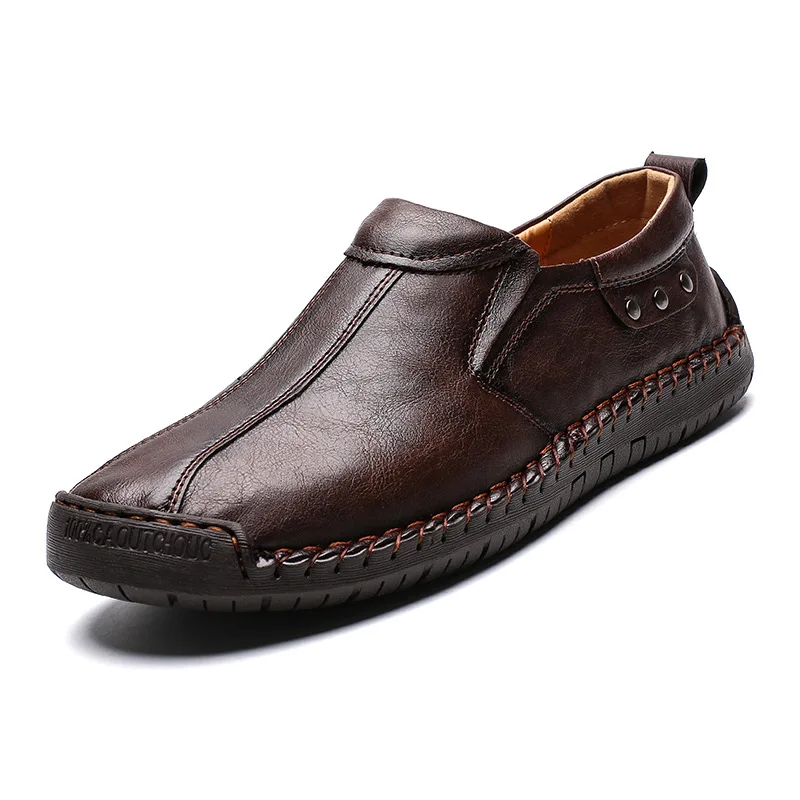 

New Genuine Leather Men's Casual Shoes Luxury Brand Mens Loafers Flats Breathable Slip on Black Driving Shoes Plus Size 44