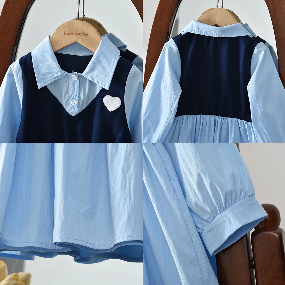 Bear Leader Autumn Sweet Girls' Long-Sleeve Shirt Dress