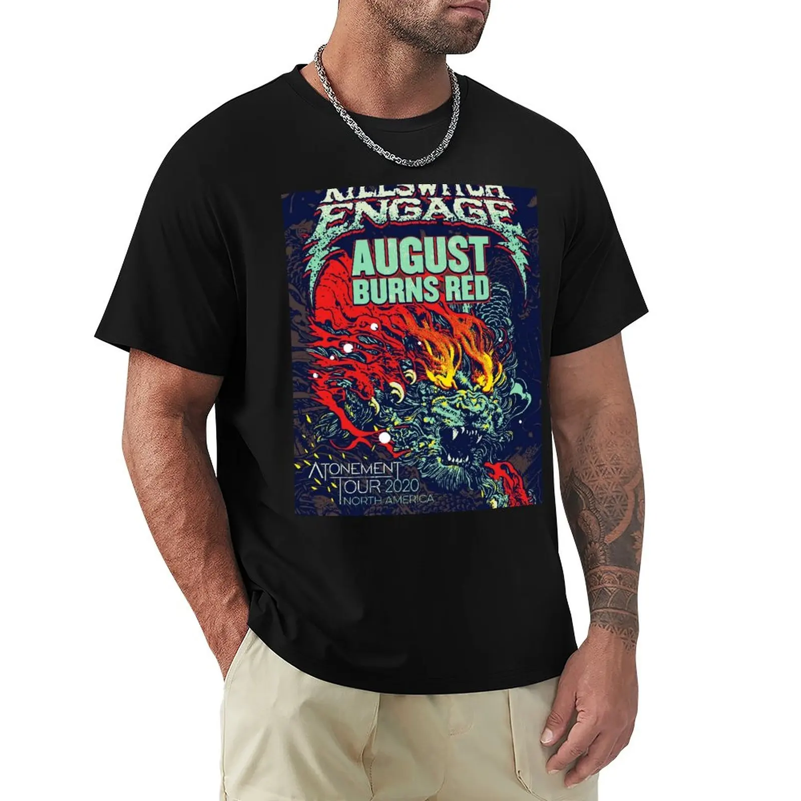 

august tour light burns torch red 2020 berantakin T-Shirt cute tops quick drying shirt mens plain t shirts