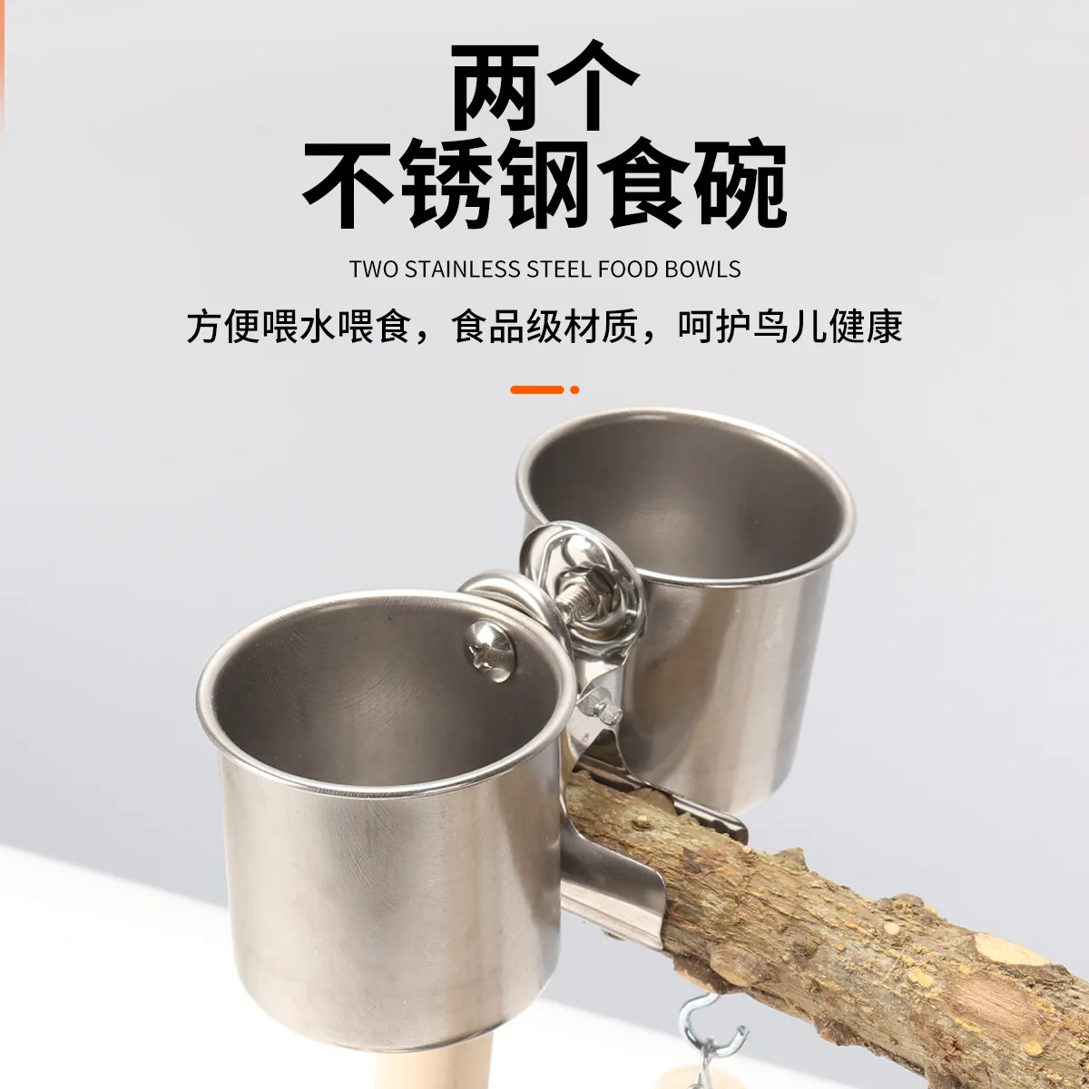 Bird Feeding Double Cups Parrot Cage Stand Bird Feeder Box Parrot Cups Bowls Container For Food Water Feeding