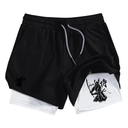 Men's Athletic Performance Shorts with Phone Pocket - Quick - Dry Gym & Running Gear - XXXL (Black white)