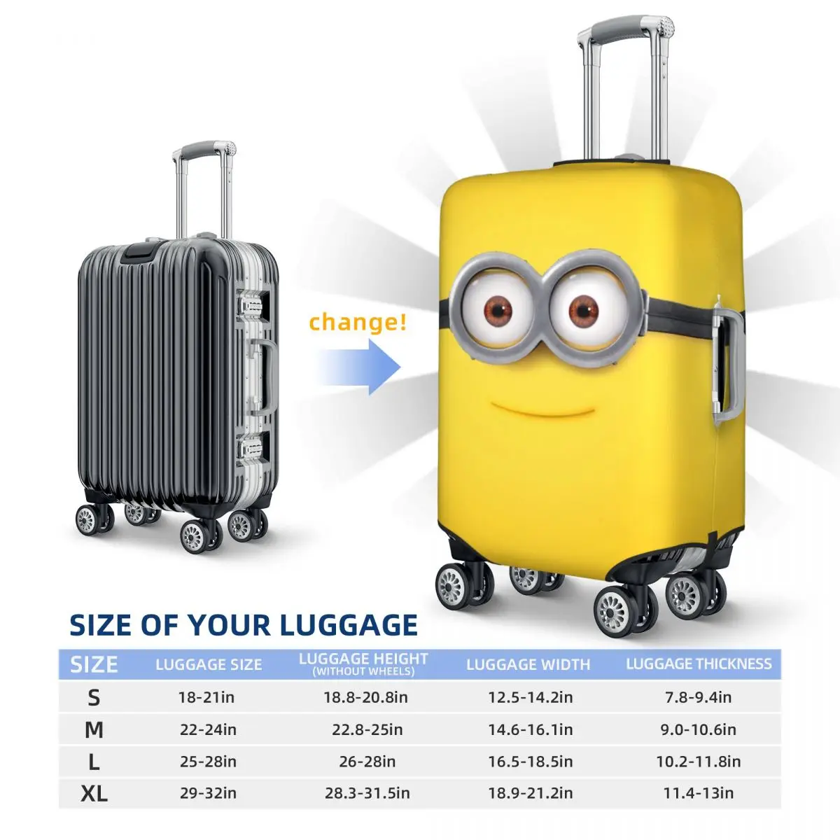 Custom Cute Minions Luggage Cover Protector Dust Proof Travel Suitcase Covers 6