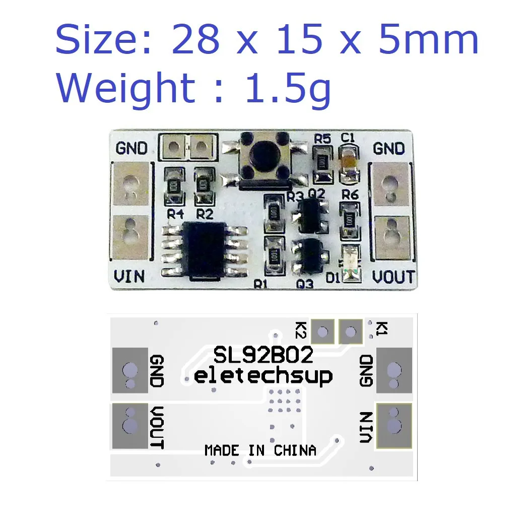 

SL92B02 Bistable Self-locking Switch Module LED Controller Relay Board Touch Electronic Board Toggle Switch DC 3-20V 5A