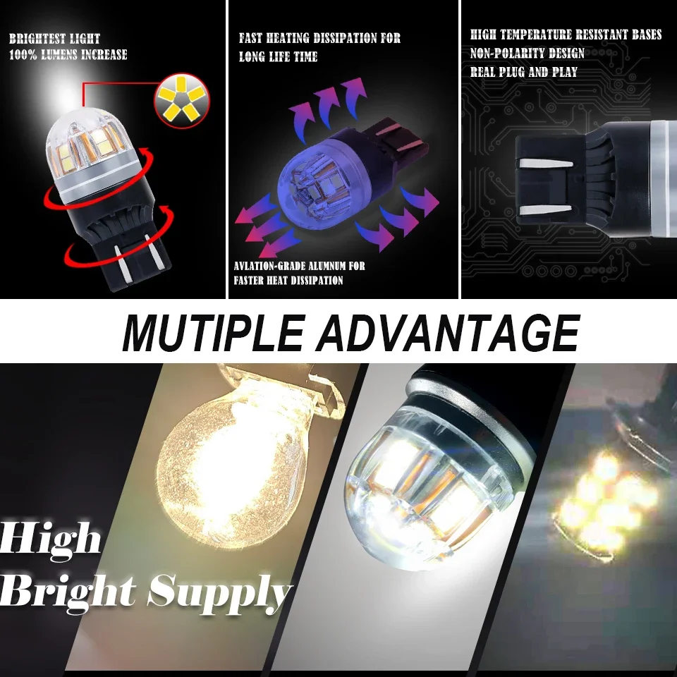 7443 LED �ڵ��� ����, �ſ� ���� �ڵ� ���� ����, ������ ���� ���� ���õ�, 6000K ȭ��Ʈ ��� ��� ����, W21 5W, T20, 2 ��