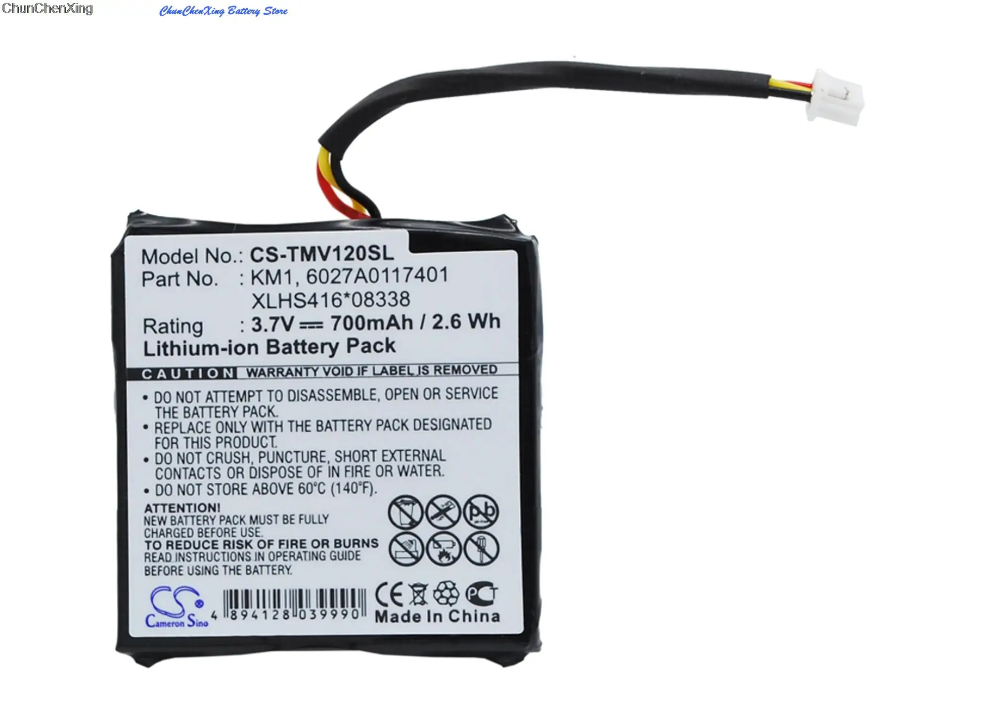 Batteria Orangeyu 700Mah Muslimb, Km1, Xlhs416 * 08338 Per Tomtom 4 Eh44, Via Live 120, 125, Euro, Regionale