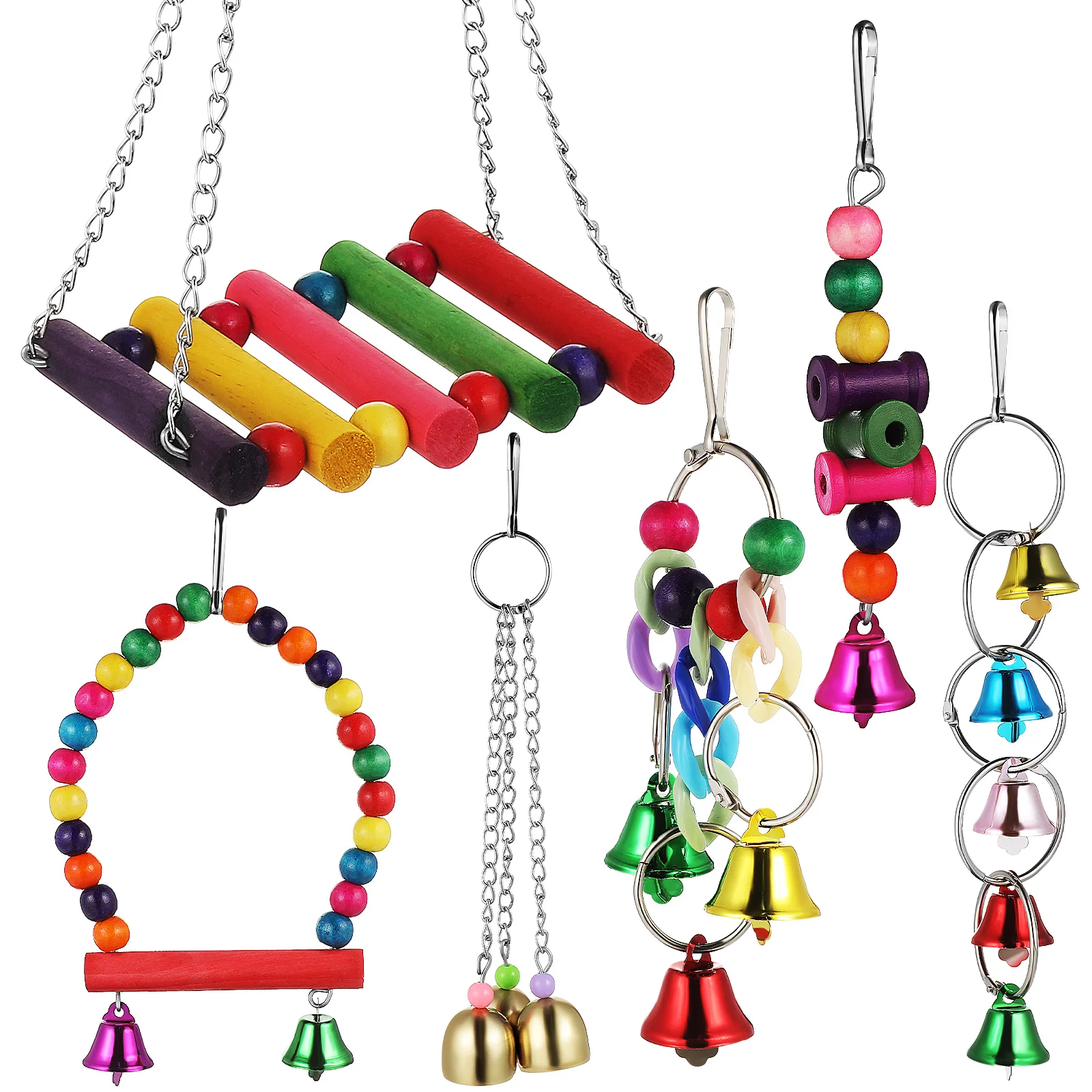 

Bird Cage Swing Wind Chimes Stand Cages Parakeet Accessories Striped Bass Parrot Perch
