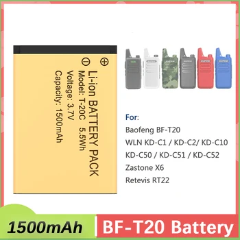 BF-T20 Walkie Talkie Batteria T-20C WLN KD-C1 KB-5C Batterie ricaricabili 1500mAh DC 3.7V Originale per KD-C2 KD-C10 KD-C50 RT22S