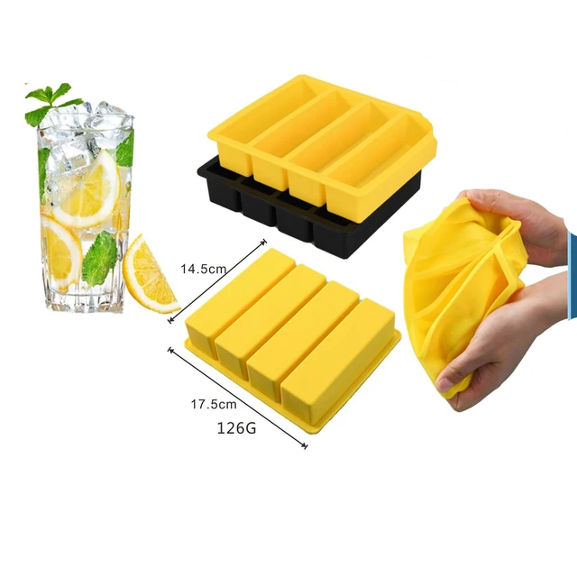 Large Collins Ice Cube Tray with Lid for Whisky Cocktail Bottles Beverage  Soap Bar 4 Cavities Rectangle Silicone Ice Cube Mold - AliExpress