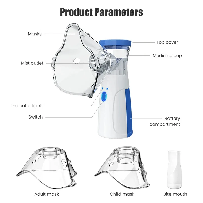 Medical Silent Mesh Nebulizer Mini Humidifier Asthma Inhaler Portable Adult Children Atomizer Baby Breathing Home Health Care mesh nebulizer medical nebulizer asthma inhaler spacer