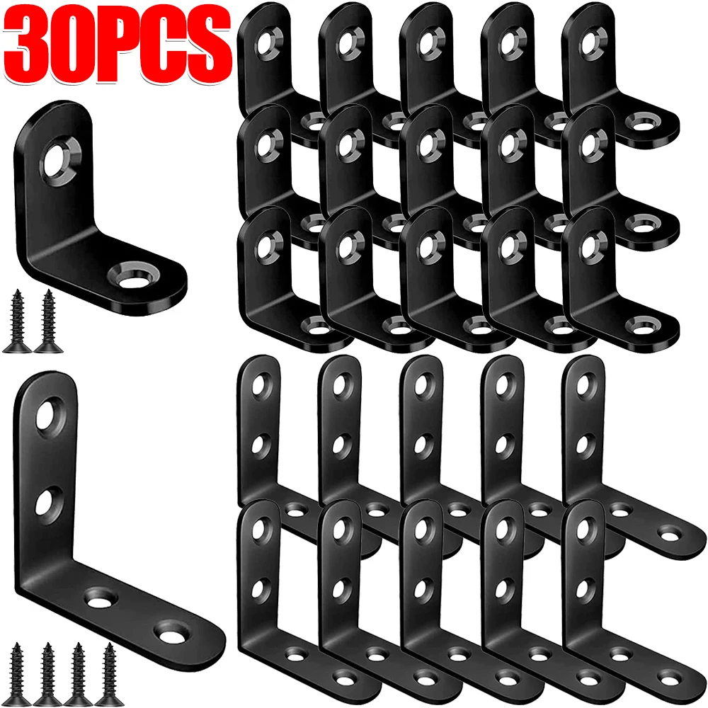 Description Picture 3 of item10/30pcs L-shaped Corner Bracket Universal Furniture Corner Connector Heavy Duty Angle Shelf Joint Fastener Brackets With Screws
