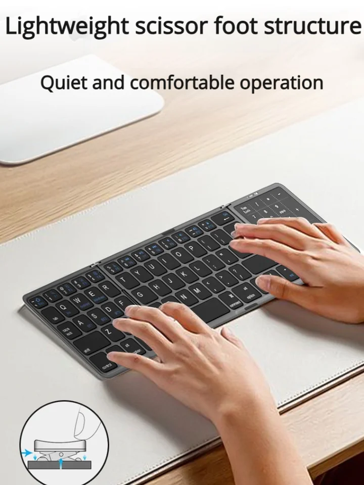 2026 Nuova tastiera pieghevole a tre ante Bluetooth con touchpad, portatile, pieghevole, per PC, Mac, smartphone e iPad_voghion.com