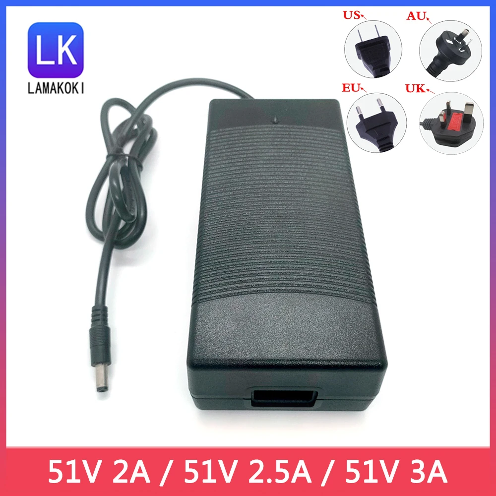 Adaptador 5.5 × 2.5 mm do Poder de 51v 2a 2.5a 3a para a Fonte de Alimentação do Carregador do Portátil