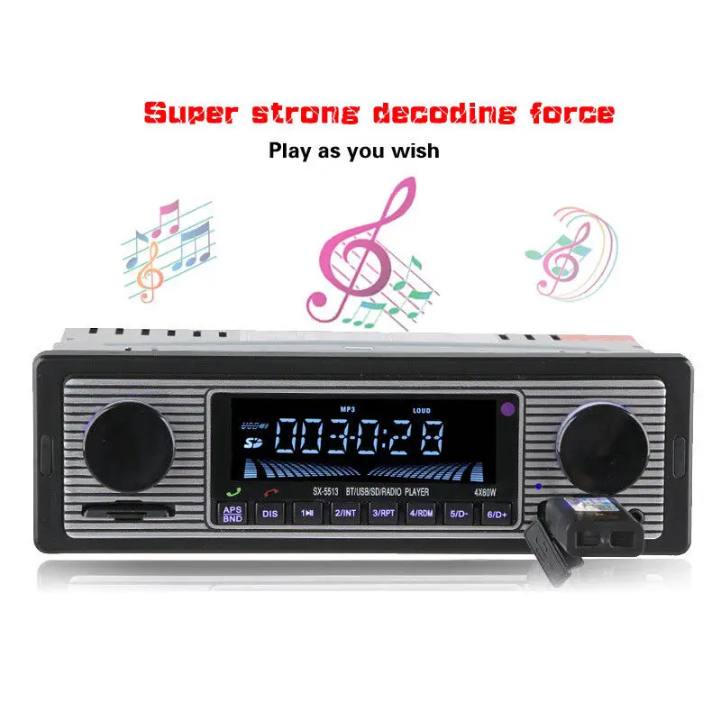 12V Bluetooth 1din Vintage Car Radio 