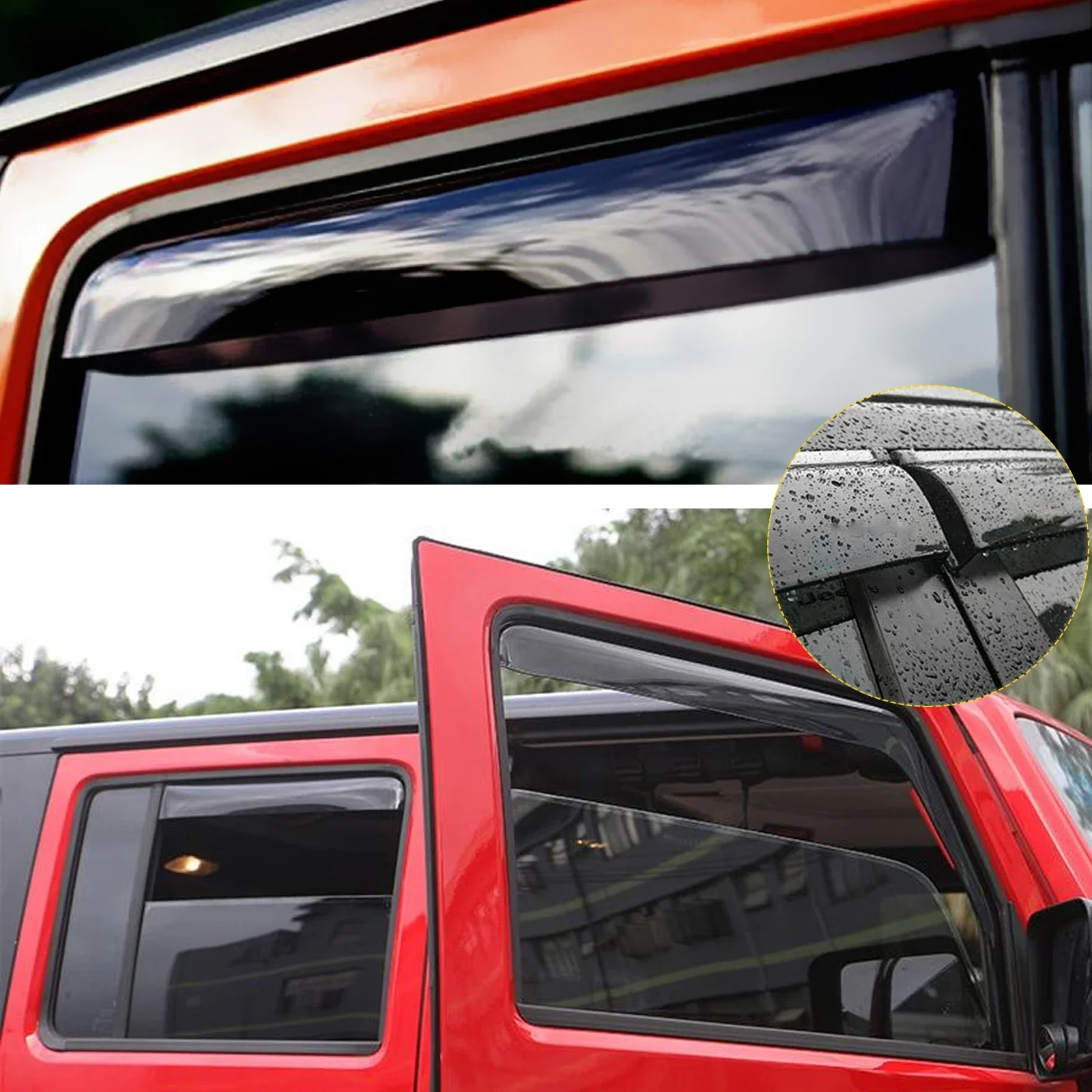 Car Side Window Wind Deflectors Vent Visors Sun Wind Rain Shield for Jeep Wrangler JL -/JK 2007-car window visor car window deflectors