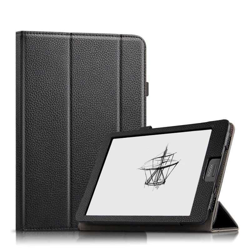 Premium PU Leather Tri-Fold Stand Cover with Hand Strap