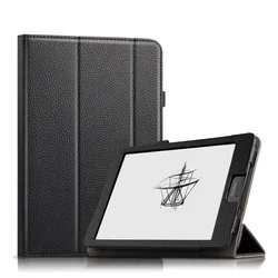 Premium PU Leather Tri - Fold Stand Cover with Hand Strap - Onyx Boox Nova3 (Black)