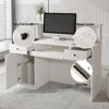Reception Desk with LED Lights and Power Outlets, Retail Counter Reception Counter Table with Drawers, for Salon Lobby Checkout 4
