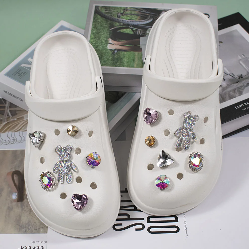 Colorful Crystal Bear Chain Shoe Charm Accessories