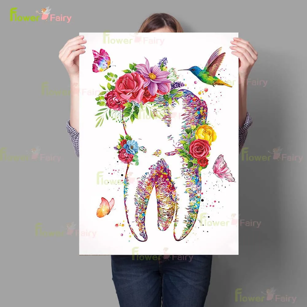 

Dental Clinic Flower Tooth Teeth Posters and Prints Wall Art Canvas Painting Home Decor Wall Pictures For Living Room Unframed