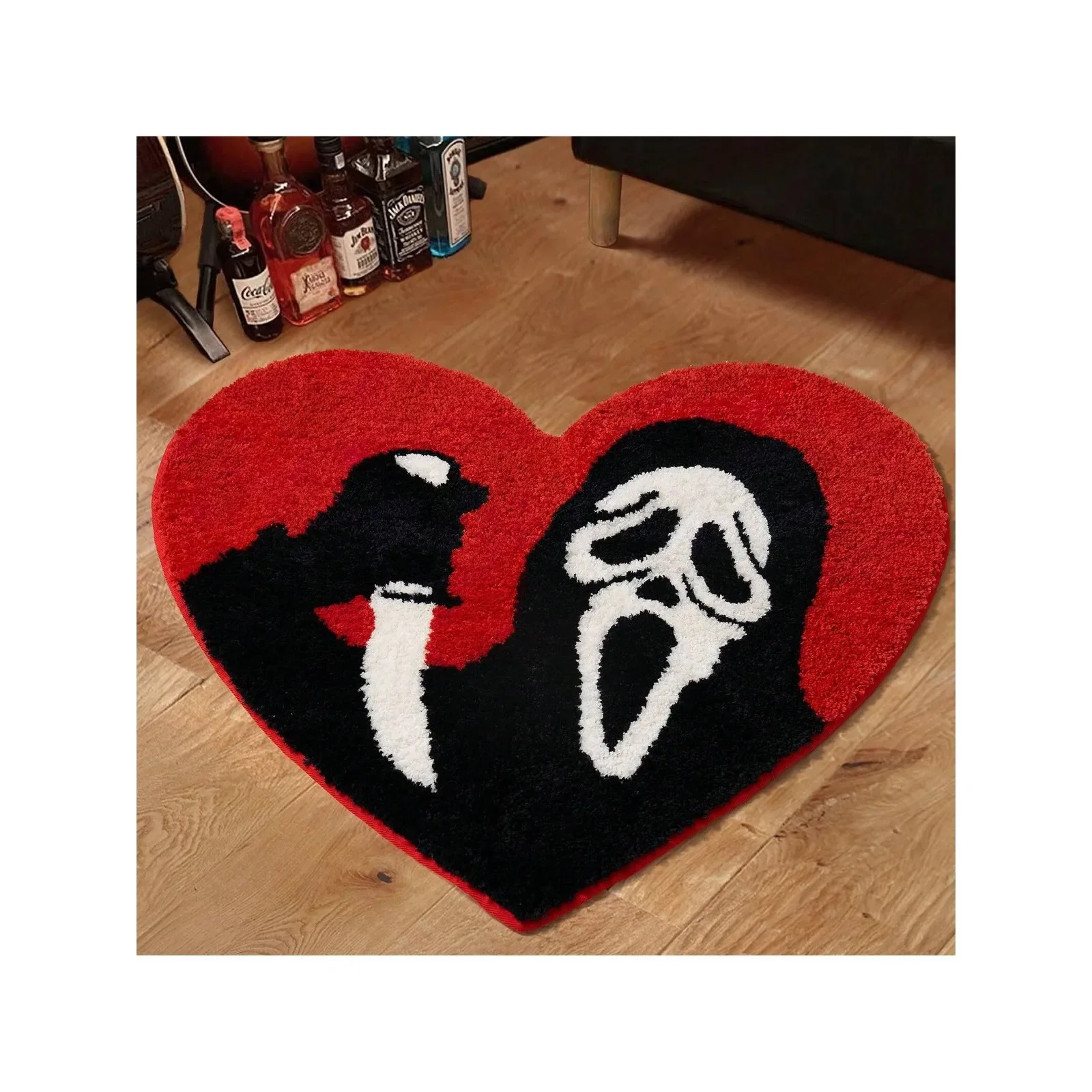 Nightmare Christmas Bath Mat Ultra Soft Absorbent Skull Rug Non Slip Backing Unique Red Black Halloween Decor Bathroom Washable halloween floor mat