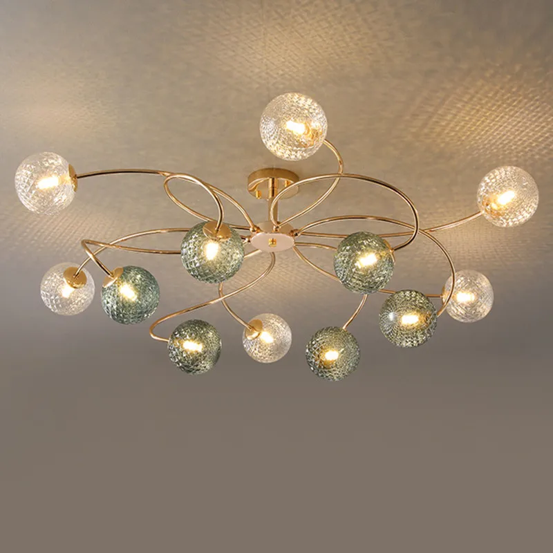 

Nordic Retro Glass Ball LED Chandelier For Living Room Bedroom Dining Room Kitchen Lounge Pendant Lamp G9 Design Hanging Light