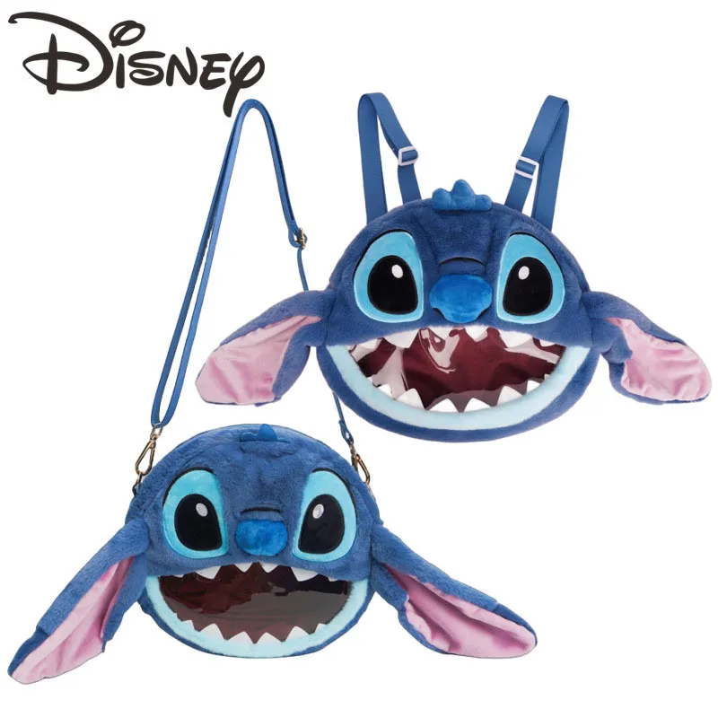 

Kawali Stitch Disney Plush Doll Transparent Display Bag Messenger Bag Backpack Genuine Anime Cute Birthday Gift Toys For Girls