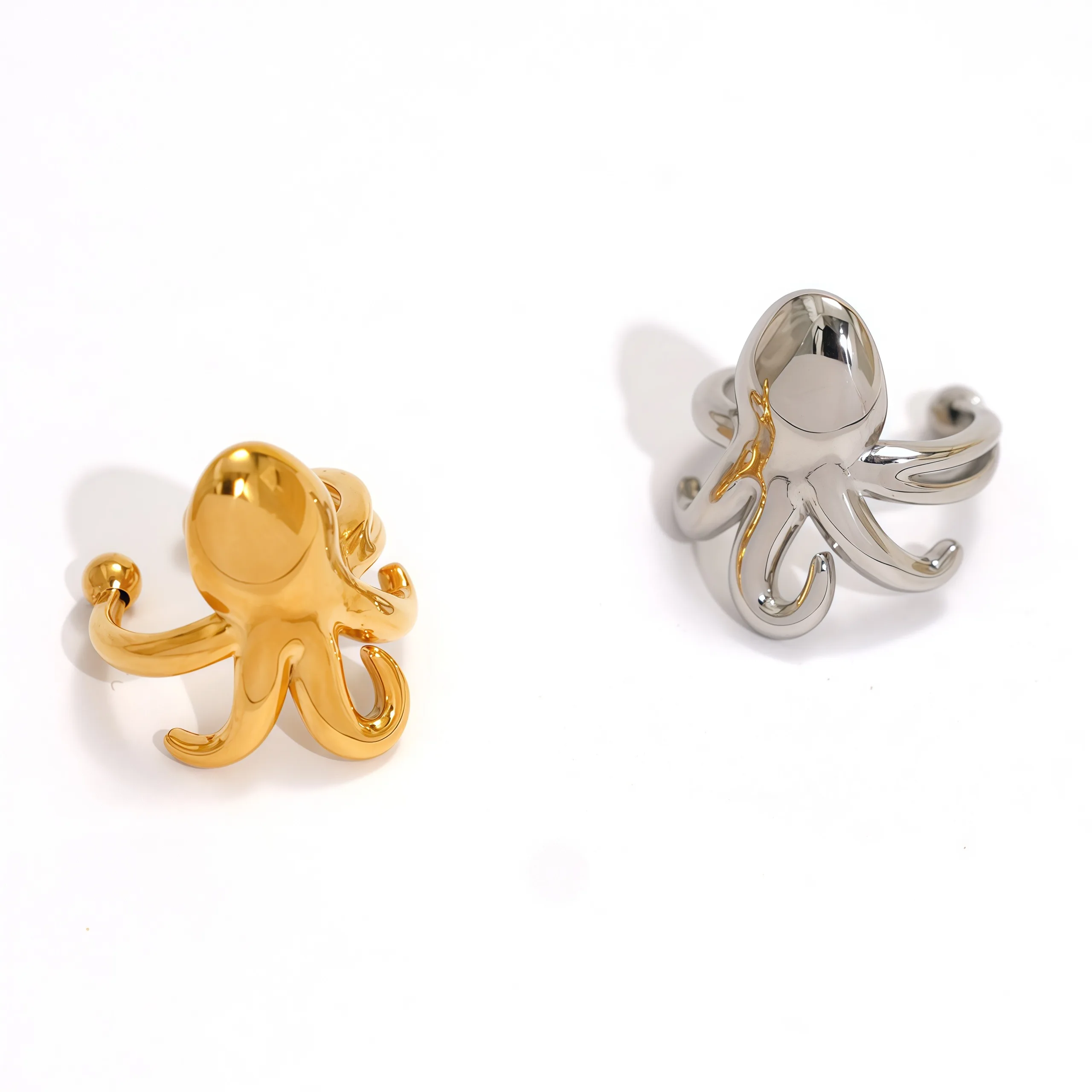 Exquisite Ohrclips aus Edelstahl im Oktopus-Design, 18 Karat vergoldet, wasserdicht, hochwertiger Damenschmuck für den Urlaub am Meer – Detail 7