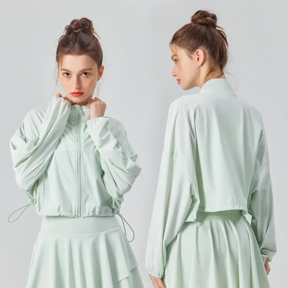 UV-Protective Tennis Jacket UPF 50+ Women Cool Feel Loose-Fit Sports and Fitness Jogging Top sports jacket