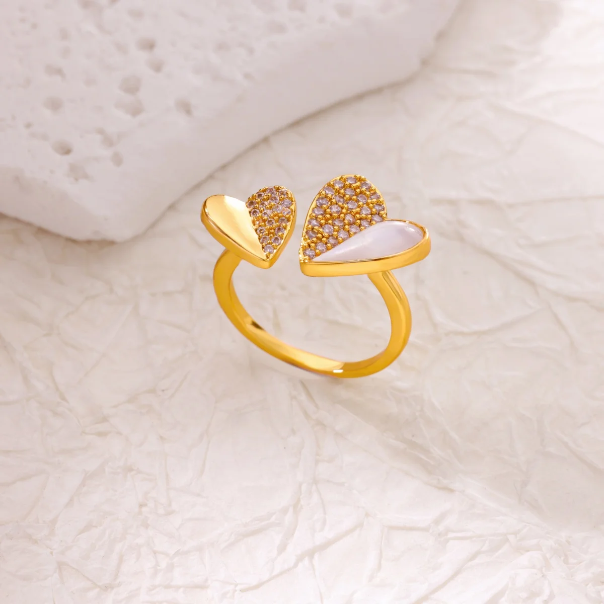 Zircon Heart Open Rings For Women