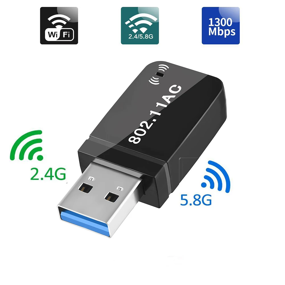 

5Ghz Wifi Adapter 1300Mbps USB 3.0 Wireless Network Card AP 2.4G/5Ghz Wi-Fi Antenna Ethernet Wifi Dongle Receiver For Laptop PC