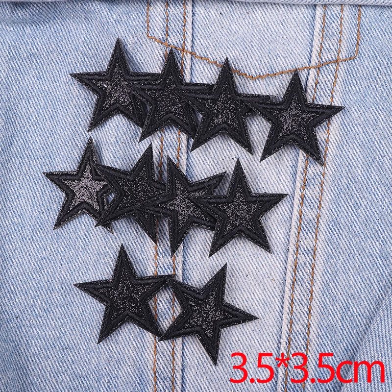 10 Stück bunte Glitzer-Liebesherzen, fünfzackige Sterne, bestickte Aufnäher für Röcke, Jeans, zum Aufbügeln oder Annähen, Dekoration für Kleidung, DIY – Detail 9