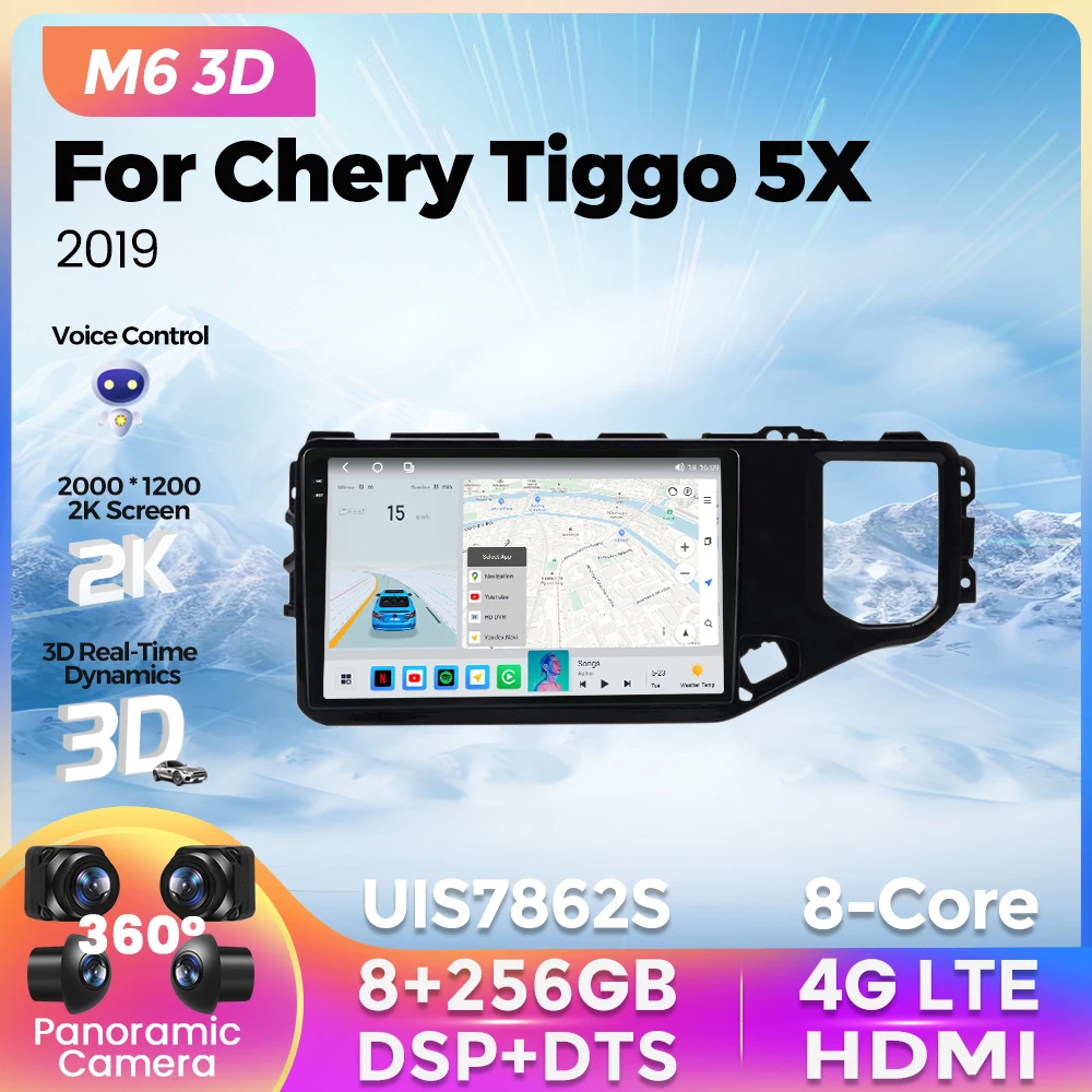 

NEW M6 3D UI 2K Screen Car Radio For Chery Tiggo 5X 2019 Multimedia Player GPS Navigation For Wireless Carplay Android Auto DTS