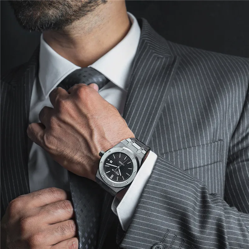 FEICE New Men's Automatic Mechanical Watch Skeleton Luminous Watch Waterproof Sapphire Mirror Luxury Stainless Steel Wristwatch 5