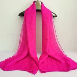Elegant Red Silk Chiffon Scarf - Women's Fashionable Spring Autumn Shawl - 180x 70cm 180x 70cm (Rose Red)