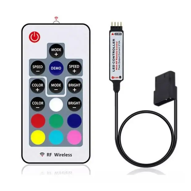 SATA Controller DC 5V 3Pin RF 17 Keys Molex Large 4Pin Pixel PC Controller for WS2812B SK6812 Addressable RGB LED Light Strips