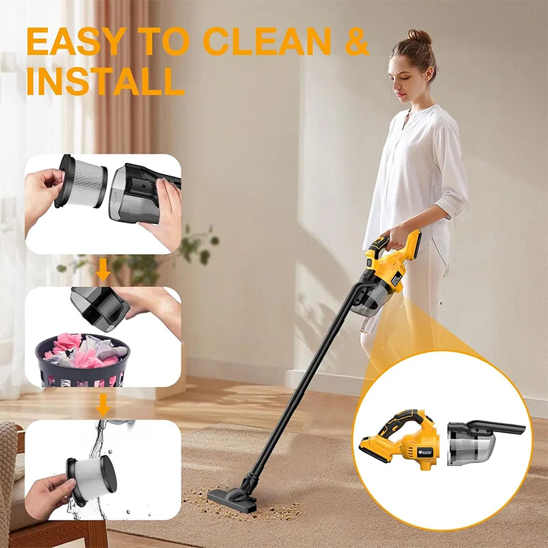 Wireless Electric Vacuum Cleaner EG 16000PA Big Suction for Hard Floor Carpet Car for Dewalt 20V Battery