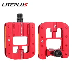 Compact Aluminum Alloy Folding Bike Pedals - Lightweight and Durable (Red Pedal)