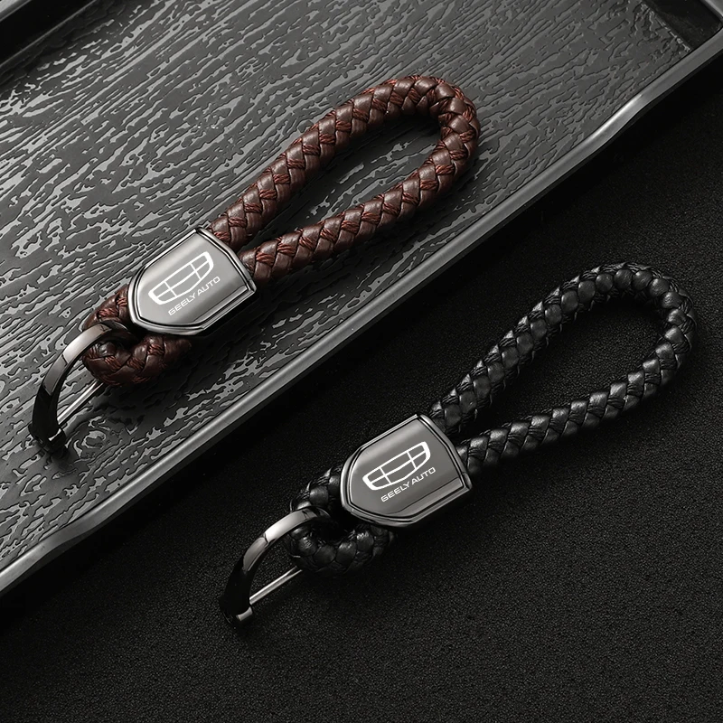 

Leather Rope KeyChain Horseshoe Buckle Car Key Rings Gifts For Geely Coolray 2019-2020 Atlas Boyue NL3 Emgrand Borui Car