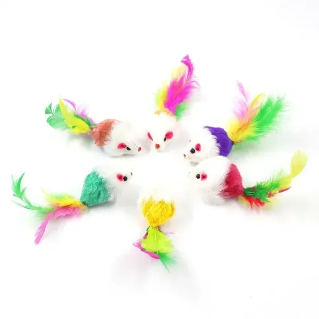 5pcs Kitten Toys Plush Simulation Mouse Interactive Cat  Furry Pet Interactive Toy Supplies Cats Playing Scratch Training Game 2