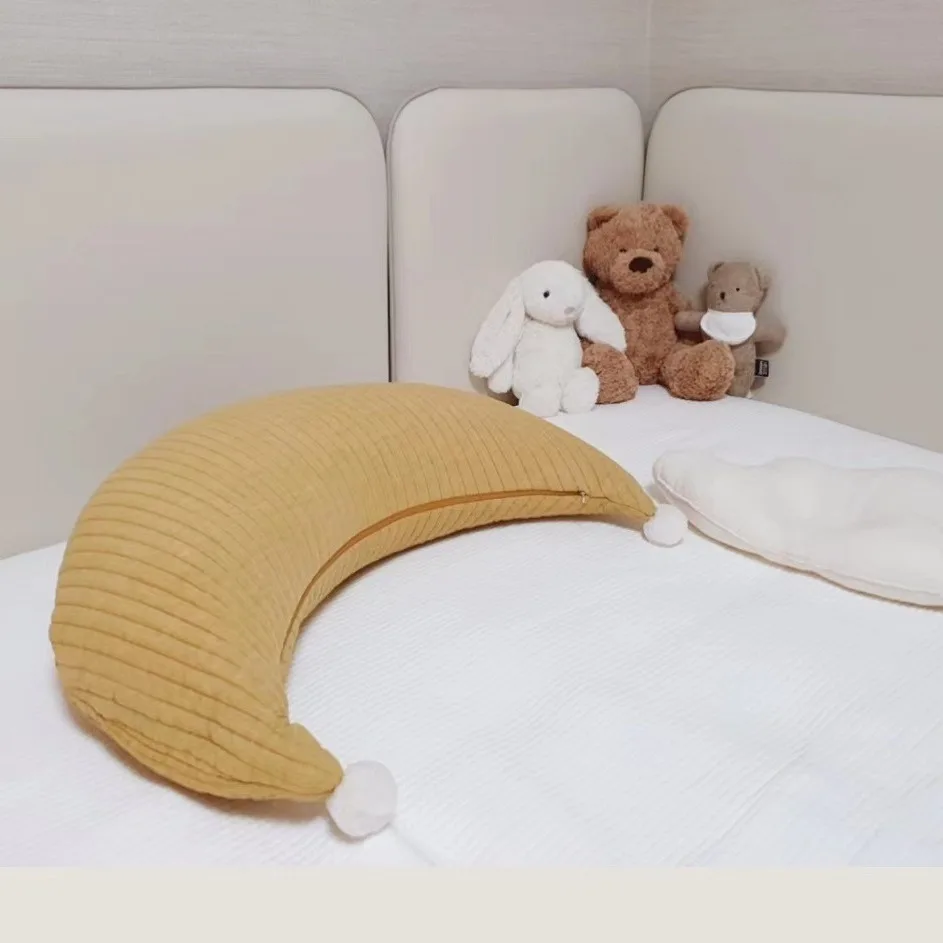  수유 베개 달 모양 순면  베개 쿠션  지지 보조 수면 수유  진정 베개