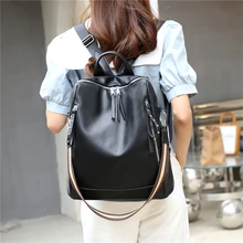 

YILIAN Fashion women's backpack soft leather personality rivets backpack female anti-theft travel bag girl backpack