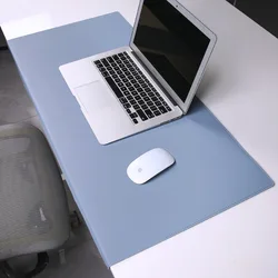 Foldable PU Leather Desk Mat and Wrist Guard Mouse Pad - 60X30CM (Blue)