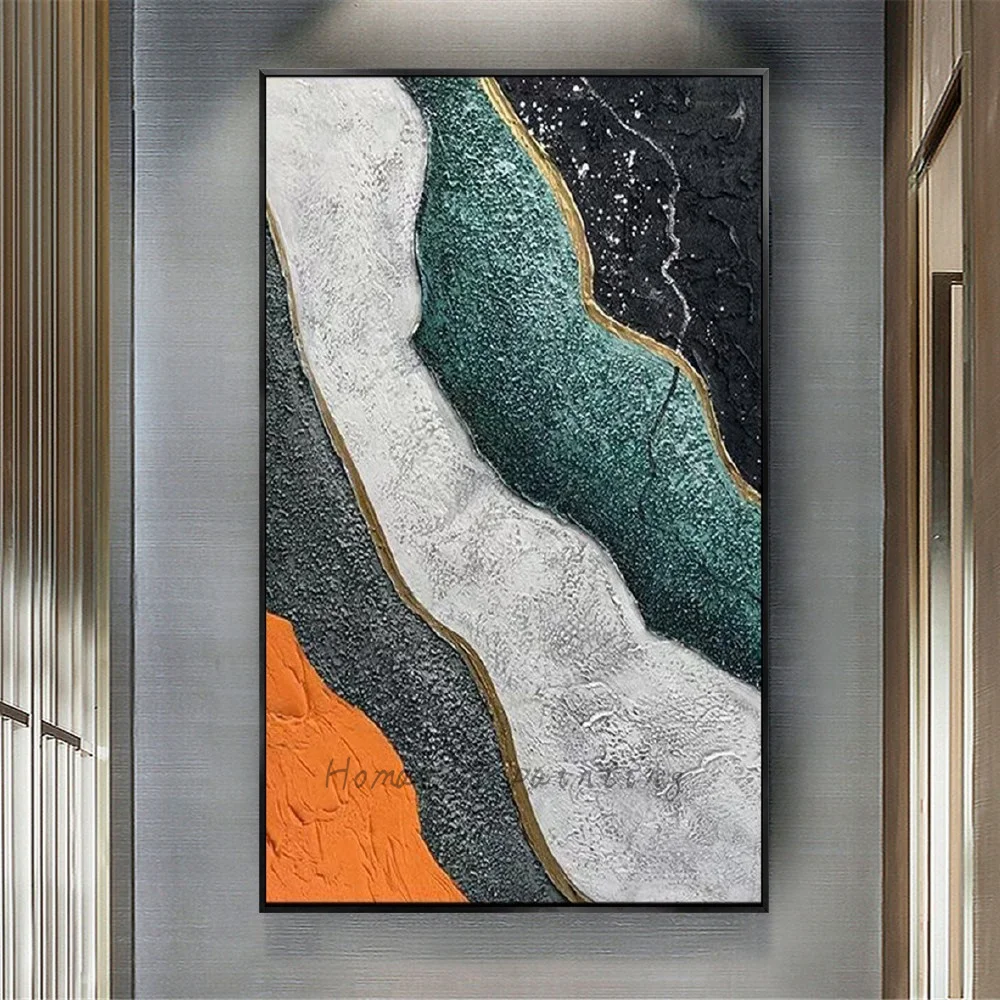 

Original Abstract Canvas Picture 100% Hand-Painted Oil Painting Large Textured Boho Colorful Block Wall Art Decor Living Room