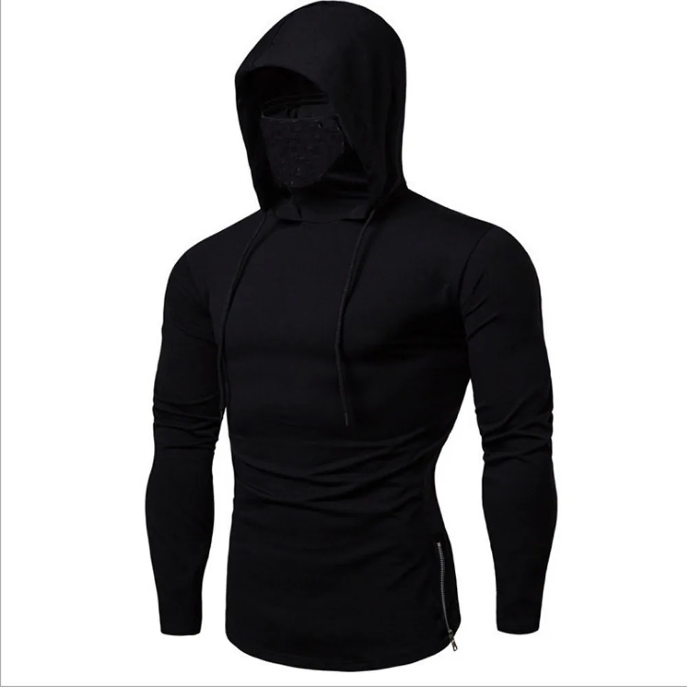 Men Spring Summer Hooded Sweatshirts Long Sleeve Slim Pullover