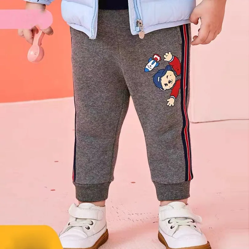 

winter thick warm pants for kids girl boy clothes Grey Color trousers Family Matching Outfits