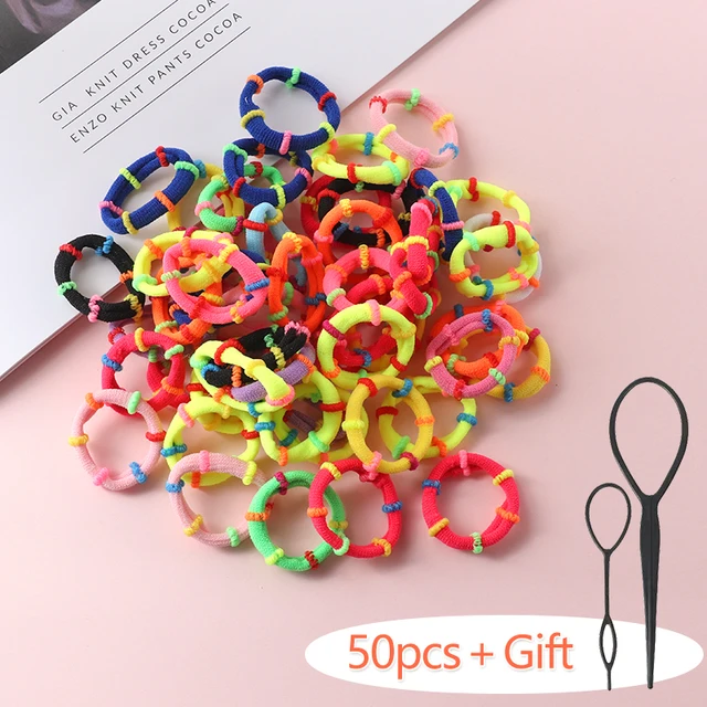 100PCS/Set Girl Hair Ring Children Ponytail Elastic rubber band hair band Hair Accessories girl Headband Scrunchie Headdress Set 100pcs-28