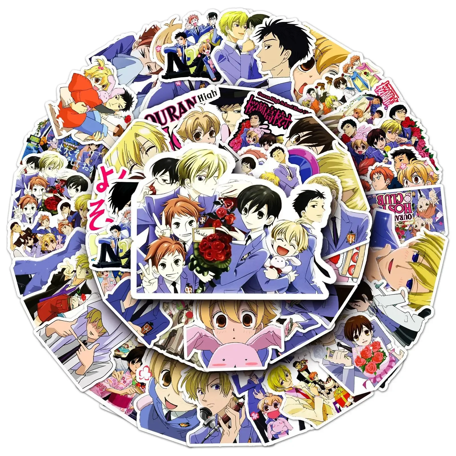 50PCS Ouran High School Host Club Stickers Campus Love Animation Decals Мультяшна іграшка Холодильник Багаж Ноутбук Телефон Гітара Автомобіль Подарунки