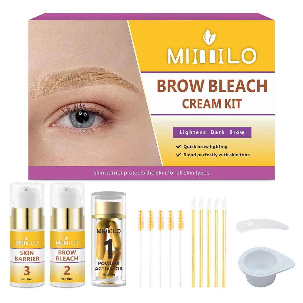 Eyebrow bleaching kit, better eyebrow shaping and matching clothing, gentle - with skin protection barrier, short process