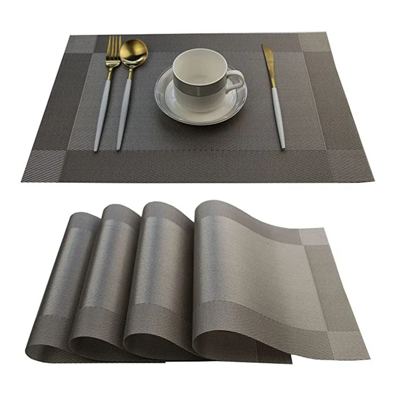 Pvc Dining Table Weave Mats Pvc Disc Bowl Coaster Pvc Nonslip Pad