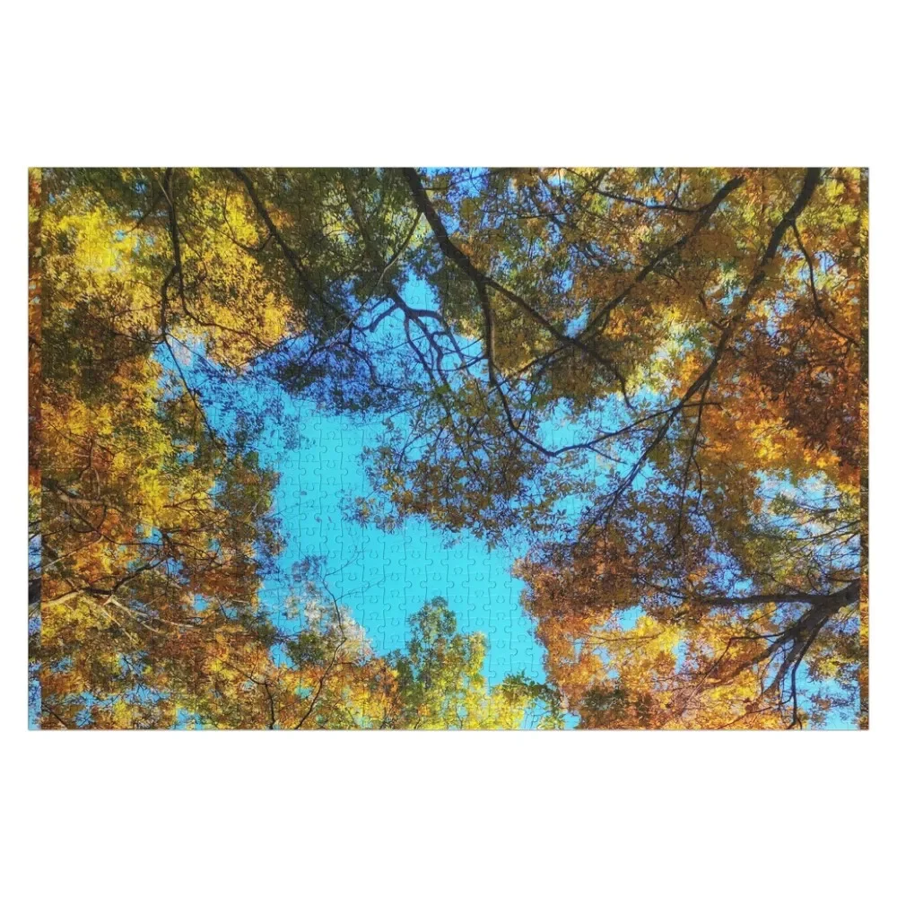 Golden Hour Glowing Leaves Jigsaw Puzzle Custom With Photo Wooden Decor Paintings Puzzle